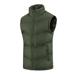 Linarun Herren Weste Steppweste mit Reißverschluss Taschen Stehkragen Daunenweste Bodywarmer Outdoor Winterweste Grün