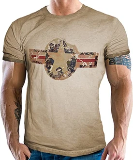 T-Shirt für den US-Army Fan im Washed Jeans Look USAF Rosa