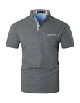 GHYUGR Poloshirts für Herren Kontrastblende Plaid Polohemd Grau