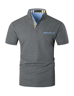 GHYUGR Poloshirts für Herren Kontrastblende Plaid Polohemd