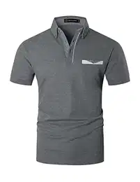 Poloshirts für Herren Kurzarm T-Shirt Casual Plaid spleißen Polohemd,Grau,M