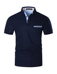 GHYUGR Poloshirts für Herren Kontrastblende Plaid Polohemd Blau