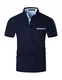 GHYUGR Poloshirts für Herren Baumwolle Kurzarm T-Shirt Kontrastblende Plaid Polohemd,Blau,M