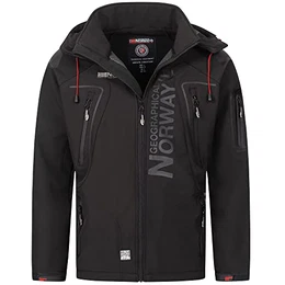 Herren Softshell Funktions Outdoor Jacke wasserabweisend im Bundle mit urbandreamz Beanie (M, Black Black TN)
