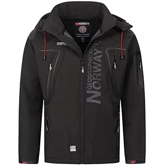 Geographical Norway Herren Softshell Funktions Outdoor Jacke im Bundle mit urbandreamz Beanie Schwarz
