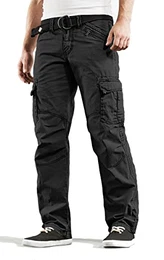 BenitoTZ Herren Cargohose Benito mit Stoffgürtel (W30/L30, Black)