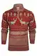 Xact Herren Nordic Fairisle 1/4-Zip Weihnachtspullover (Burgundy/Grey) M