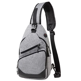 Sling Bag für Herren Damen, Water Resistant One Strap Over the Shoulder Cross Body Rucksack Brusttasche für Wandern/Reisen/Outdoor Grau
