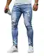 HUNGSON Herren Skinny Slim Fit Ripped Distressed Stretch Jeans Hose, Blue2001, 48