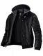 Wantdo Herren Lederjacke Ubergangs Jacke Leder Kunstleder Jacke Lederimitat Jacke Winter Schwarz-Verdicken M