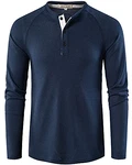 YAOHUOLE Herren Longsleeve Shirt Henley Langarm Marine