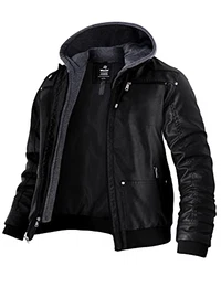 Herren Mens Jackets Lederjacke Winter Leder Jacken Jacke Schwarz M