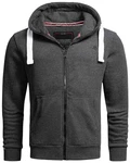 ALESSANDRO SALVARINI Herren Sweatjacke Kapuzenjacke AS-314 Dunkelgrau (AS-314)