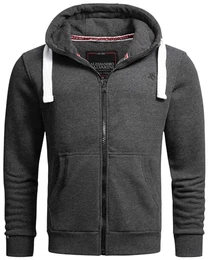 Herren Sweatjacke (S-3XL) mit Kapuze - Leicht, Atmungsaktiv, Kapuzenpullover mit Reißverschluss Männer - AS-314 DGrau XX-Large