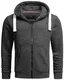 ALESSANDRO SALVARINI Herren Sweatjacke (S-3XL) mit Kapuze - Leicht, Atmungsaktiv, Kapuzenpullover mit Reißverschluss Männer - AS-314 DGrau XX-Large