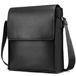SPAHER Leder Umhängetasche Premium Herren Schultertasche Ipad Herrentaschen Business Messenger Bag Aktentasche Vertikal Style Sling Tasche Schwarz