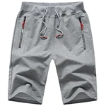 JustSun Kurze Hosen Herren Shorts Sommer Sport Gym Shorts mit Reißverschlusstaschen und Elastischer Taille Grau