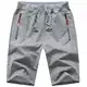JustSun Kurze Hosen Herren Shorts Sommer Baumwolle Sport Gym Shorts Kurze Sporthose Herren Shorts mit Reißverschlusstaschen und Elastischer Taille Grau M