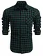 COOFANDY Herren Kariertes Hemd Karohemd Langarm Trachtenhemd Freizeit Business Party Shirt Lamgarmhemd Grün M