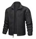 MAGCOMSEN Herren Winter Fleecejacke Voll Reißverschluss Tactical Armee Jacken Männer Outdoor Übergangsjacke Dick Militärische Wanderjacke Sport Freizeit Windbreaker Schwarz M