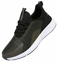 Turnschuhe Sportschuhe Atmungsaktiv Leichte Laufschuhe Mesh Fitness Sneaker für Herren Damen XZ472-ArmyGreen-EU43