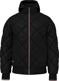 Herren Steppjacke Diamond Quilted Hooded Jacket aus Recycling-Polyester, Schwarz (Black), M