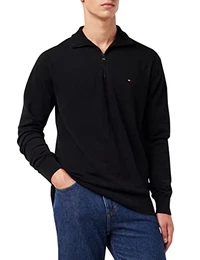Herren Pullover 1985 Zip Mock mit Rollkragen und Reißverschluss, Schwarz (Black), M