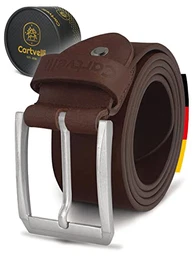 Herren Ledergürtel Braun 120cm Made in Germany - 40mm Echt-Leder Gürtel Schnalle Silber Herrengürtel Vollleder Jeansgürtel BS21b-120
