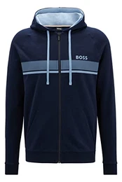 Herren Authentic Jacket H Kapuzenjacke aus Baumwoll-Terry mit Logo und Streifen Dunkelblau M