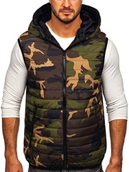 BOLF Herren Weste Bodywarmer Steppweste Funktionsweste Outdoor Freizeit Sport Style [1U1] Khaki (1U1)