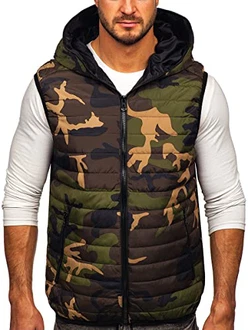 BOLF Herren Weste Bodywarmer Steppweste Funktionsweste Outdoor Freizeit Sport Style [1U1] Khaki (1U1)