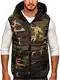 BOLF Herren Weste mit Stehkragen Steppweste Bodywarmer Kapuze Daunenweste Reißverschluss Ärmellose Sportweste Zip Wärme Freizeit Outdoor Style 7106 Khaki M [1U1]