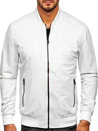 Herren Übergangsjacke Bomberjacke Fliegerjacke Pilotenjacke Baseballjacke Collegejacke Wind-Jacke Frühlingsjacke Freizeitjacke Outdoor Alltagsjacke Blouson 7116 Weiß M [4D4]
