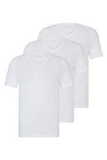 BOSS Herren Classic T-Shirt V-Neck 3er Pack Weiß