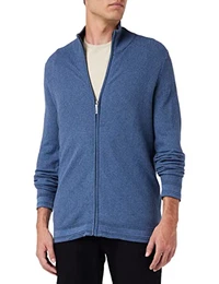Herren Basic Strickjacke mit Struktur 1032285, 30278 - China Blue Melange, M