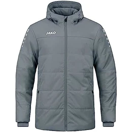 Herren Coachjacke Team mit Kapuze, Steingrau, M