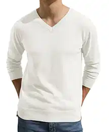 Pullover Herren Strickpullover V Pulli Männer Bequem Warmer Winter Pullover für Männer (Weiß, M)