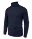 Hisir Rollkragenpullover Herren Klassischer Männer Bequem Langarmshirt Feinstrick Warmer Winter Pullover Pulli mit Rundhalsausschnitt für Männer (Marineblau, M)