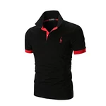 AIOIDI Poloshirt Herren Kurzarm Basic T-Shirt Freizeit Polohemd Schwarz