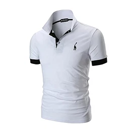 Baumwolle Poloshirt Herren Kurzarm Basic T-Shirt Freizeit Polohemd Weiß S