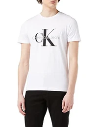 Herren T-Shirt Kurzarm Core Monologo Slim Fit , Weiß (Bright White), M