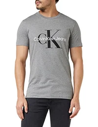 Herren T-Shirt Kurzarm Core Monologo Slim Fit , Grau (Mid Grey Heather), L