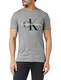 Calvin Klein Jeans Herren T-Shirt Kurzarm Core Monologo Slim Fit , Grau (Mid Grey Heather), L