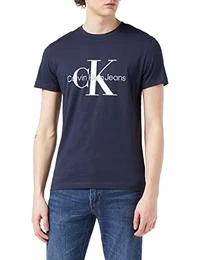 Herren T-Shirt Kurzarm Core Monologo Slim Fit , Blau (Night Sky), M