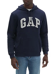 Herren Logo Fleece Hoodie Hooded Sweatshirt, Tapisserie Marineblau, Large