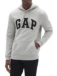 Herren Logo Fleece Hoodie Hooded Sweatshirt, Hell, meliert, Grau, XX-Large