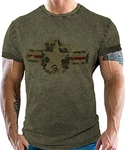 T-Shirt für den US-Army Fan im Washed Jeans Look USAF Dunkelgrün