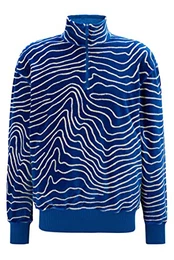 Herren Zemountain Oversized Sweatshirt aus Fleece mit Reißverschluss am Kragen und Muster aus der Kollektion Blau S