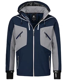 Herren Softshell Jacke Outdoor Jacke Windbreaker Übergangsjacke Anorak Kapuze Regenjacke Winterjacke Herrenjacke Jacket H-293 Navy XL