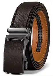 Gürtel Herren, Ledergürtel Ratsche Automatikschließe für Herren Business Anzug,Breit 35mm,Größe Angepasst,Dunkelbraun2491,110cm/30-36 taille verstellbar